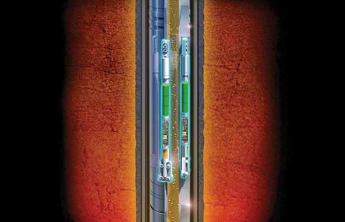 Illustration of a downhole pressure gauge.