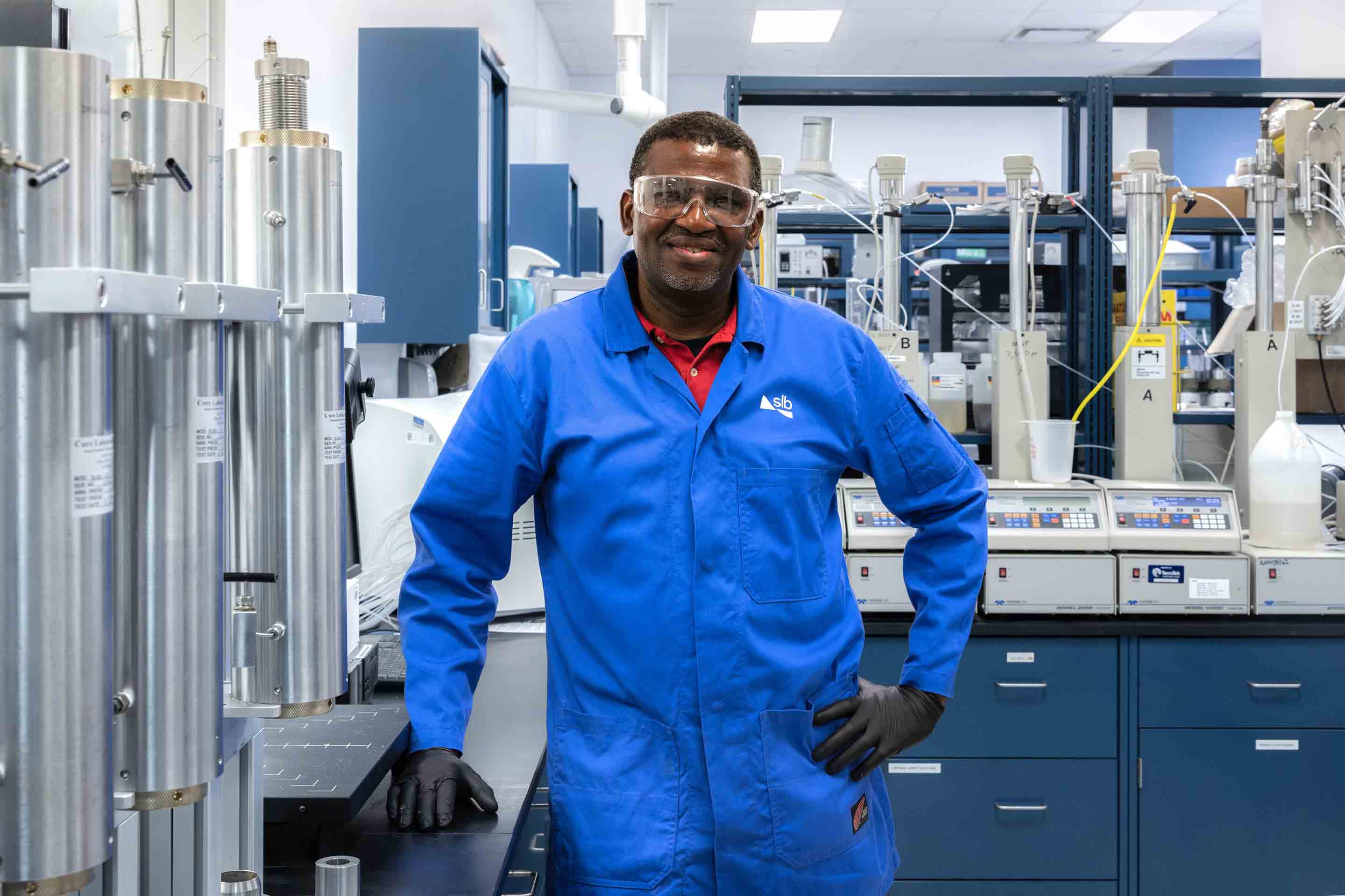 photo of a slb employee in a lab