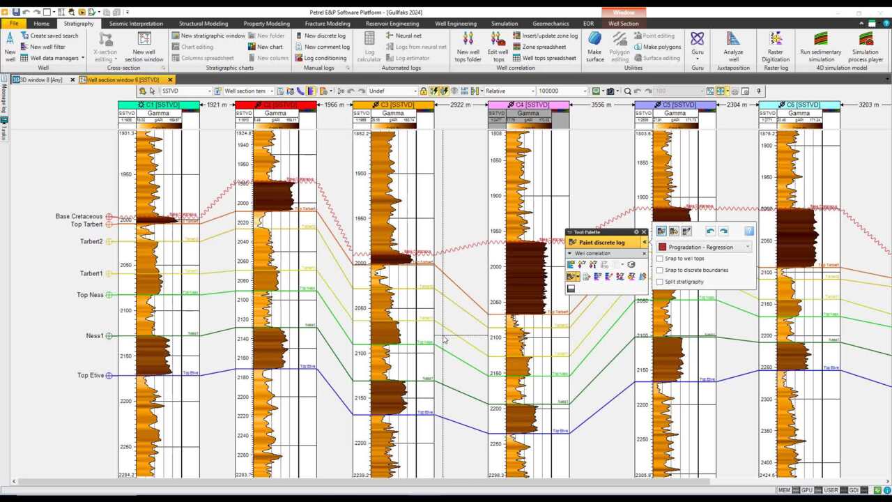 Creating a sequence stratigraphy log in Petrel