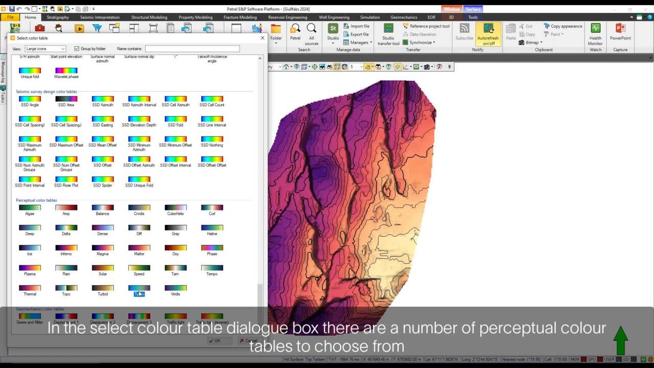 Perceptual Color Tables in Petrel
