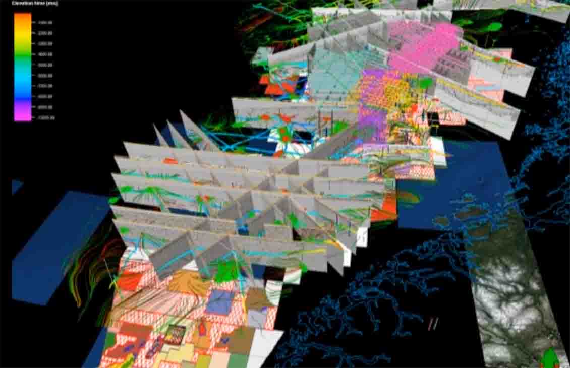 Screenshot of reservoir with cross-sections.