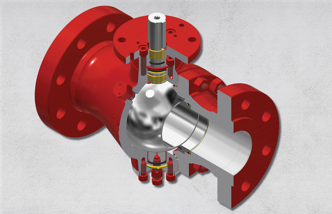 AOP Series D2 trunnion-mounted ball valve.