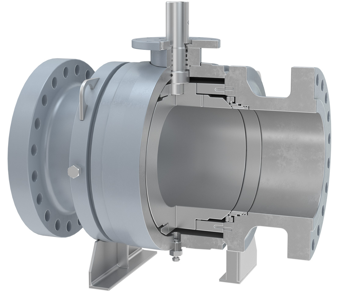 Cutaway of a B8 side-entry ball valve
