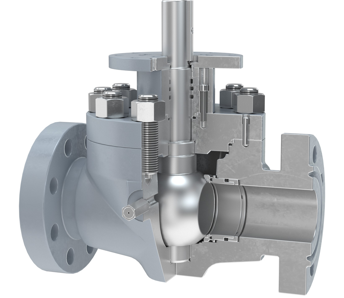 Cutaway of a BT top-entry ball valve