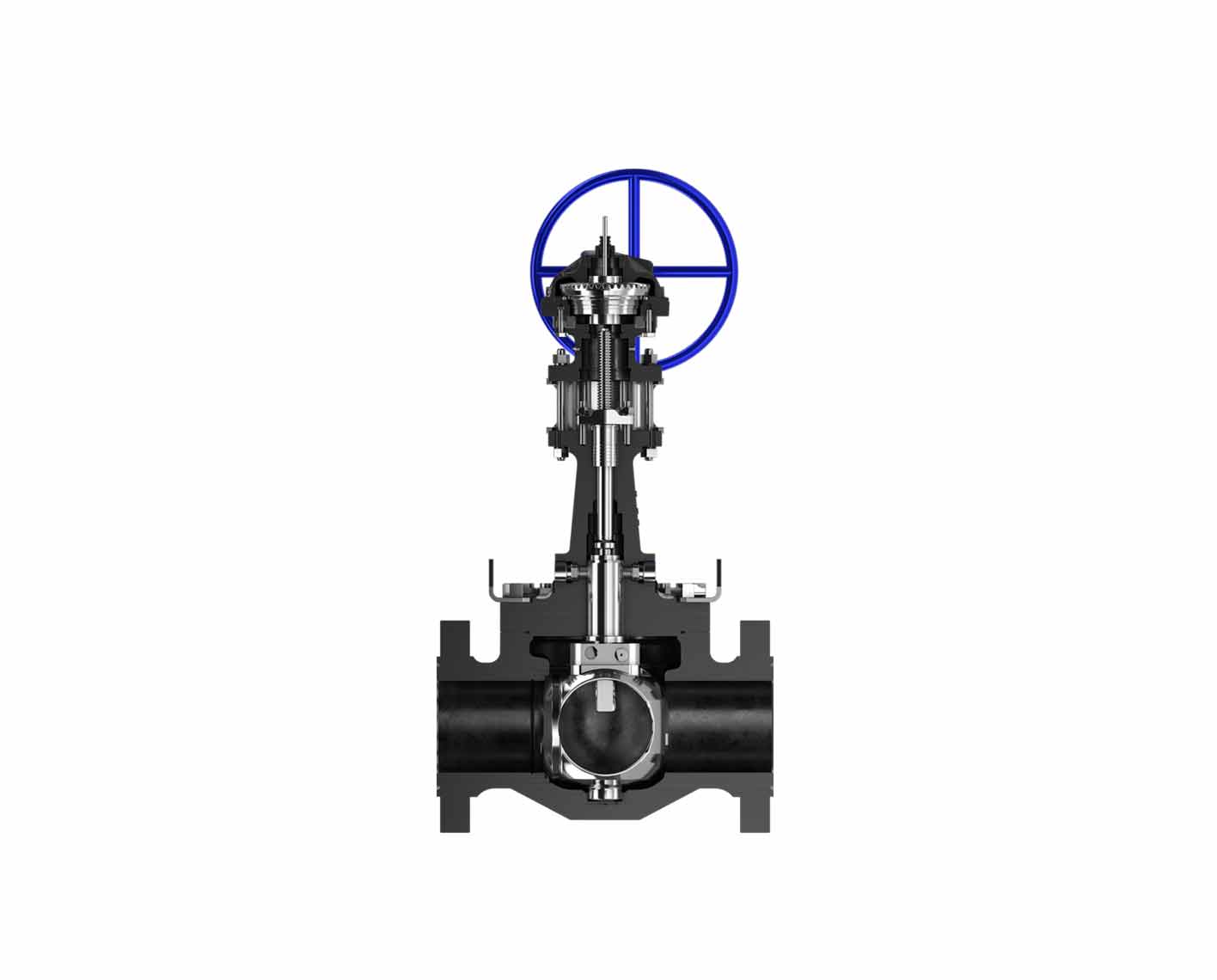 Cutaway of the Orbit rising stem ball valve.