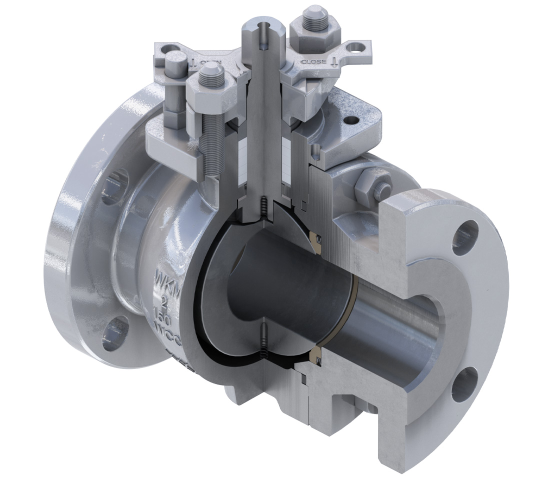 Cutaway of the WKM 320 series ball valve