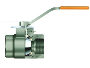 Cutaway of a WKM Model C50 floating ball valve