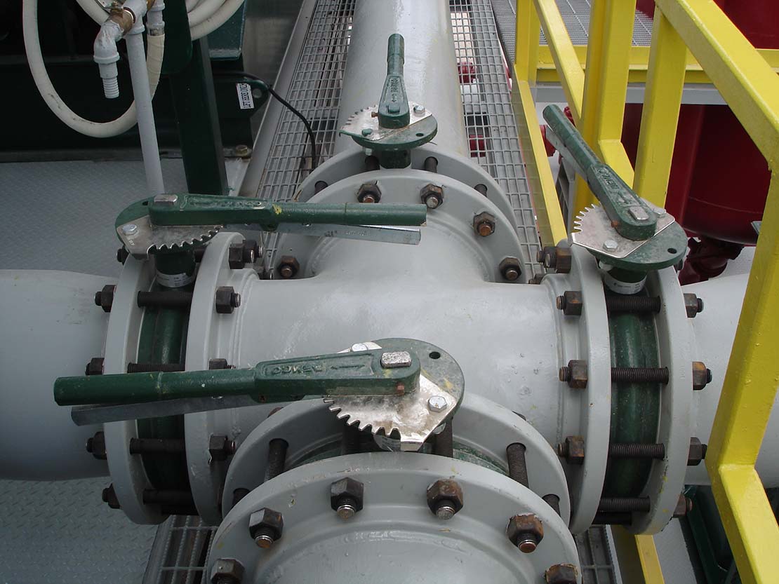 DEMCO butterfly valve closeup in the shop.