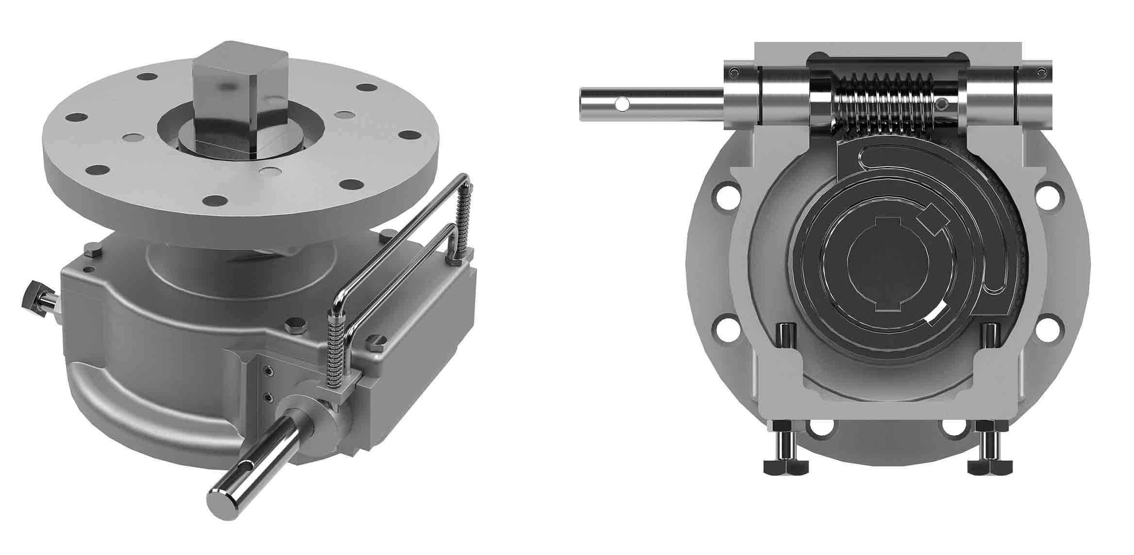 Side and bottom views of a Dynatorque SD declutchable manual override.