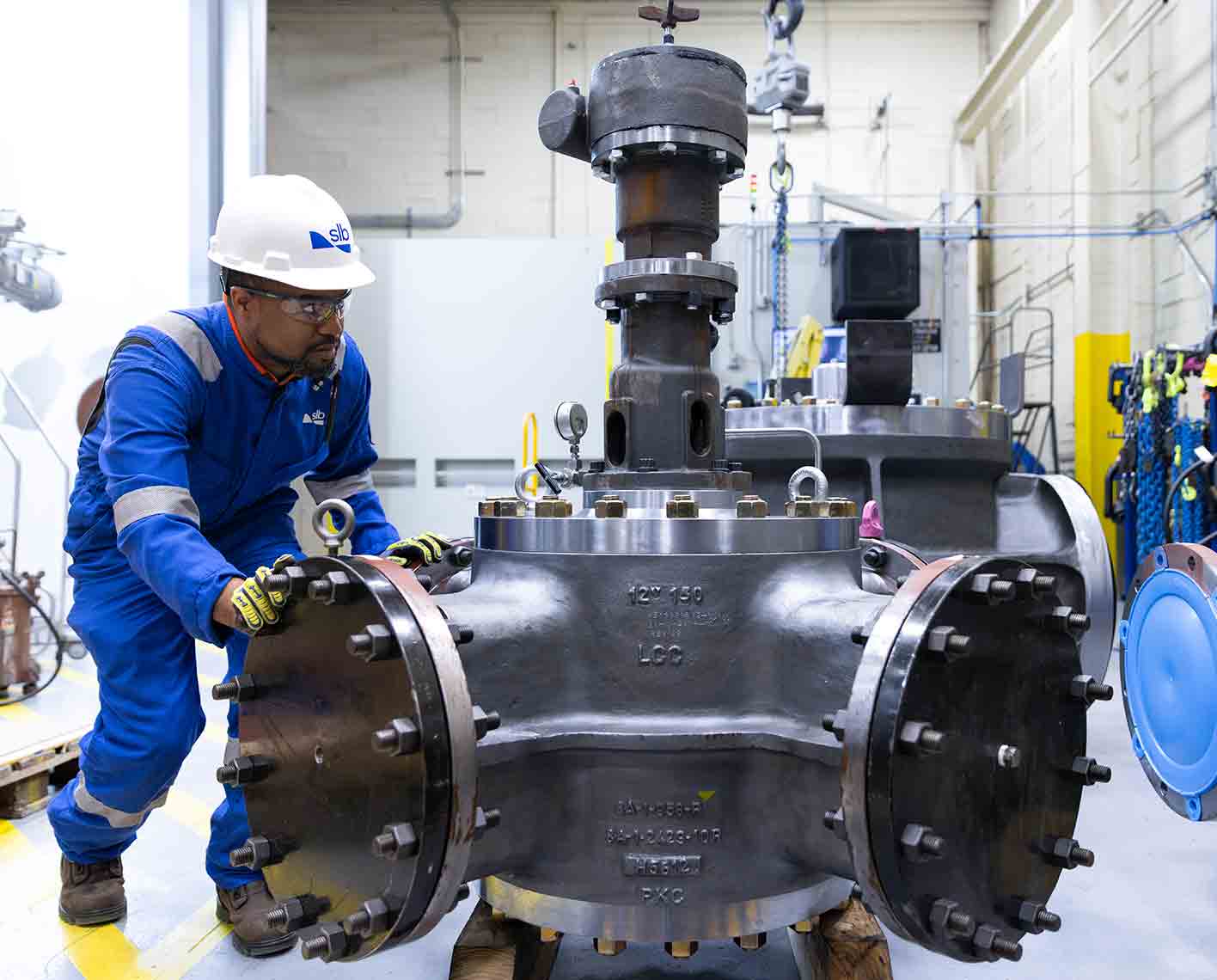 SLB operative in the workshop with a General Valve Four-Way diverter valve.