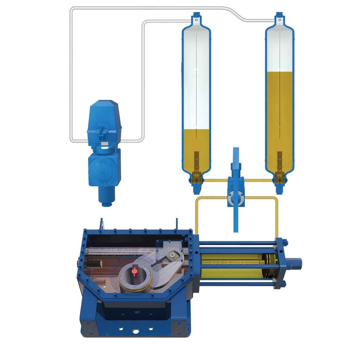 Gas-over-oil actuator.