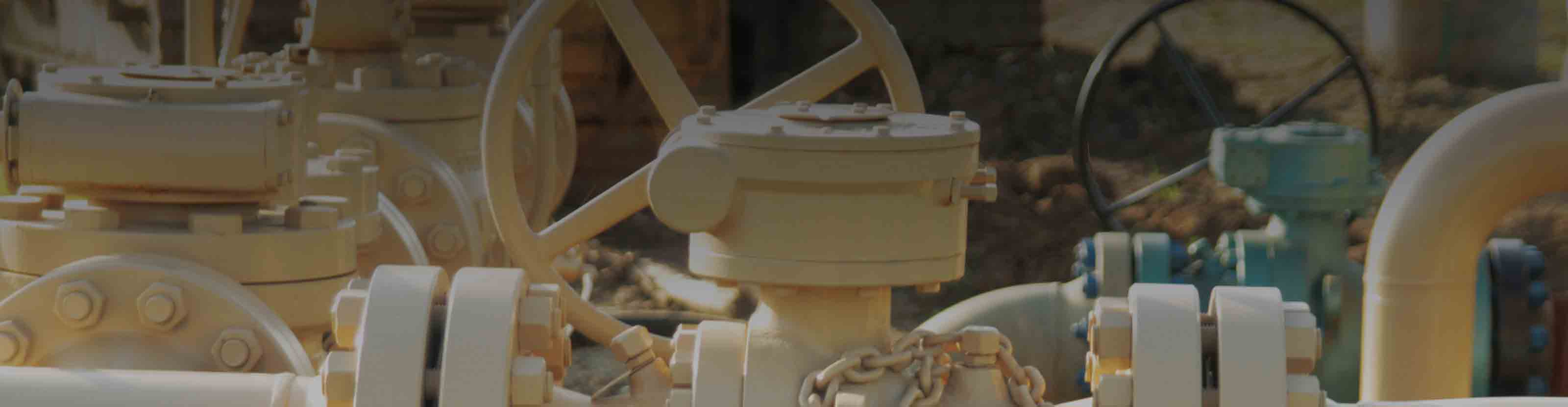 Close up of WKM ball valves in the field