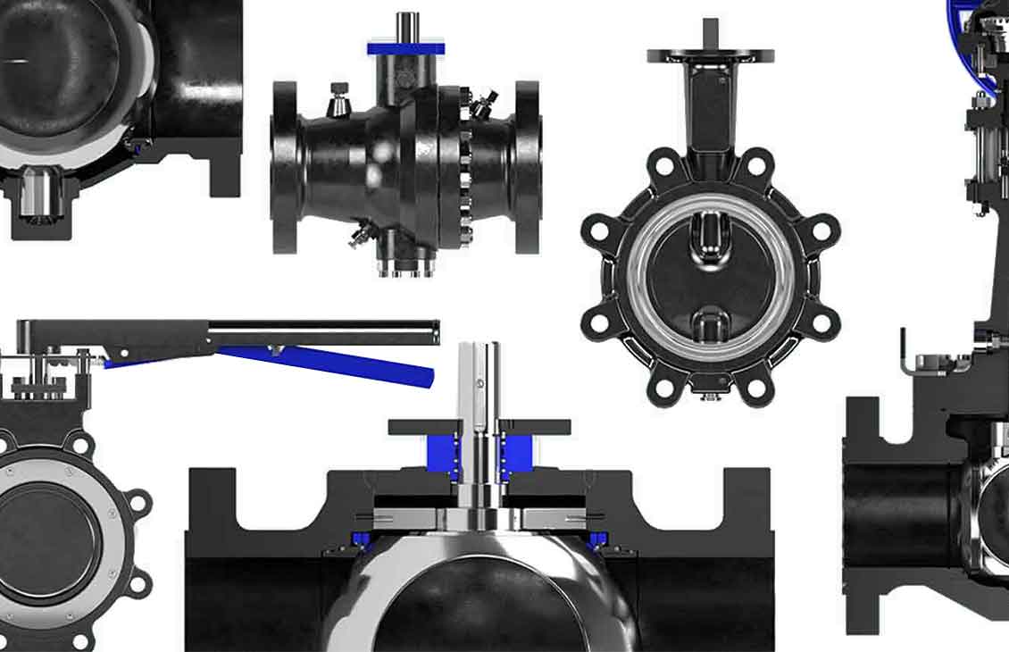3D image of several valve types