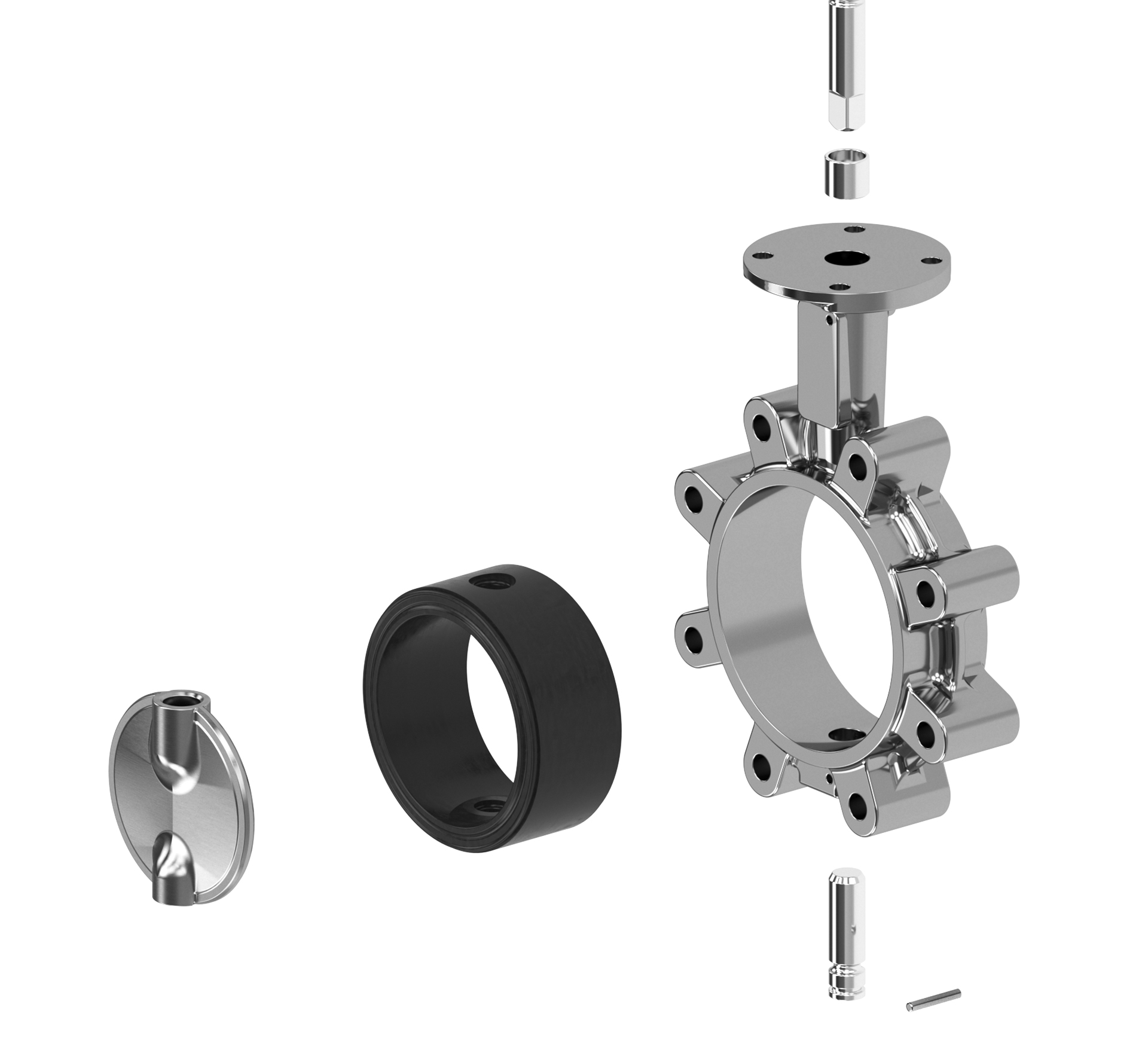 3D render of Demco butterfly valves for data center cooling systems.