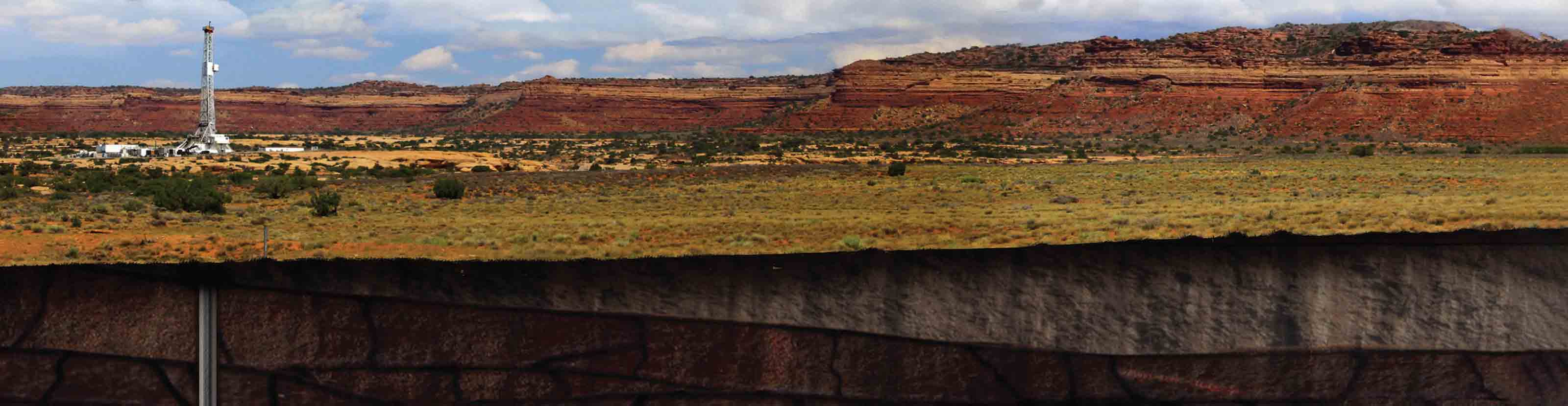 Panoramic ilustration of a wellsite.