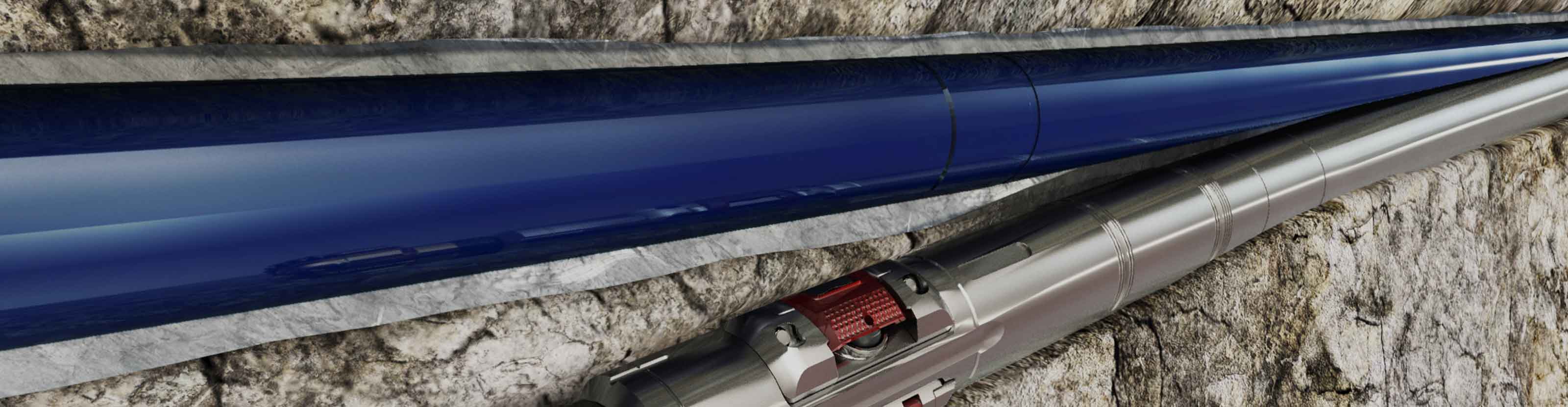 Illustration of the TrackMaster OH-C openhole whipstock and cementing system downhole.