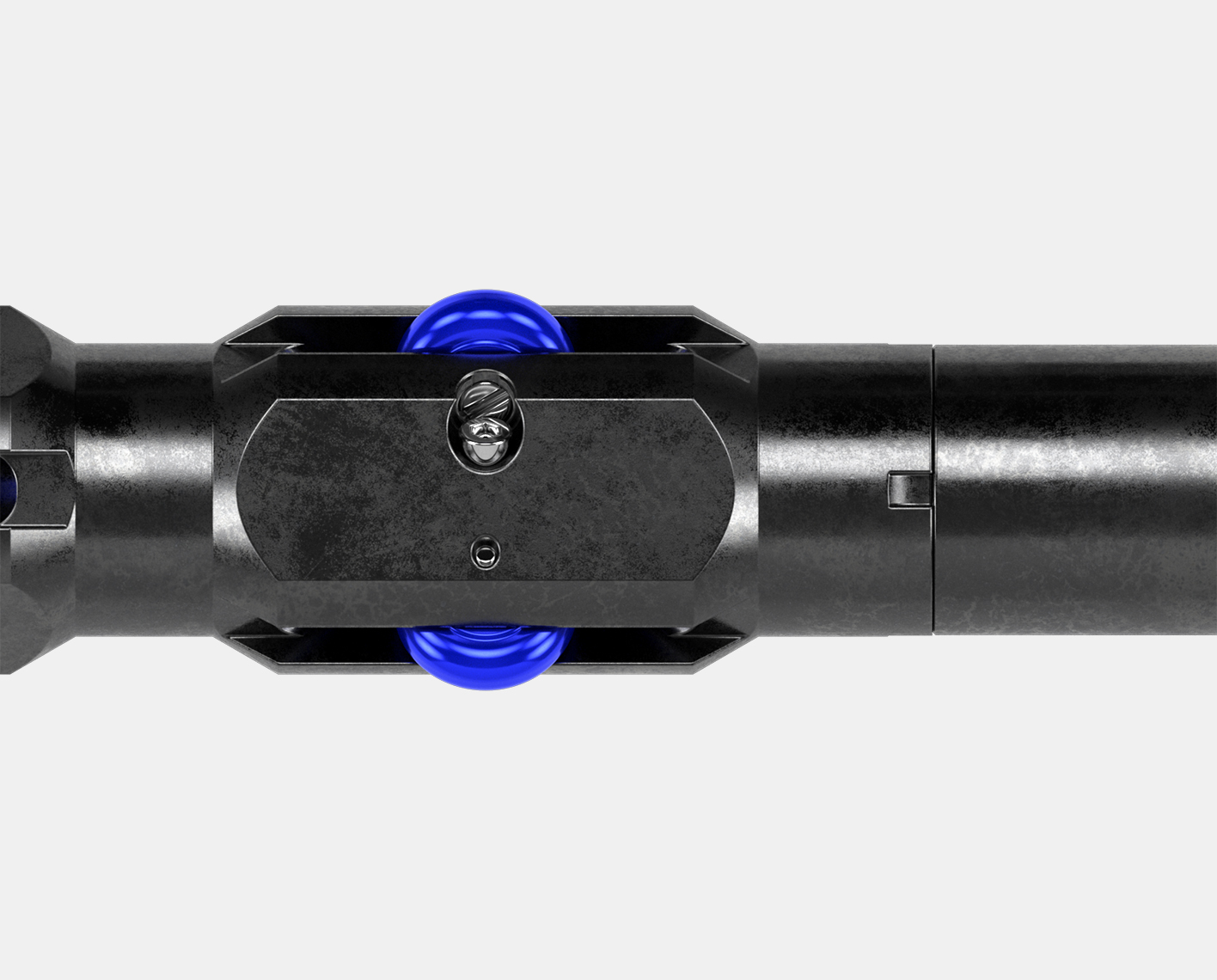 Close-up of through-wired roller-centralizer sub tool. 