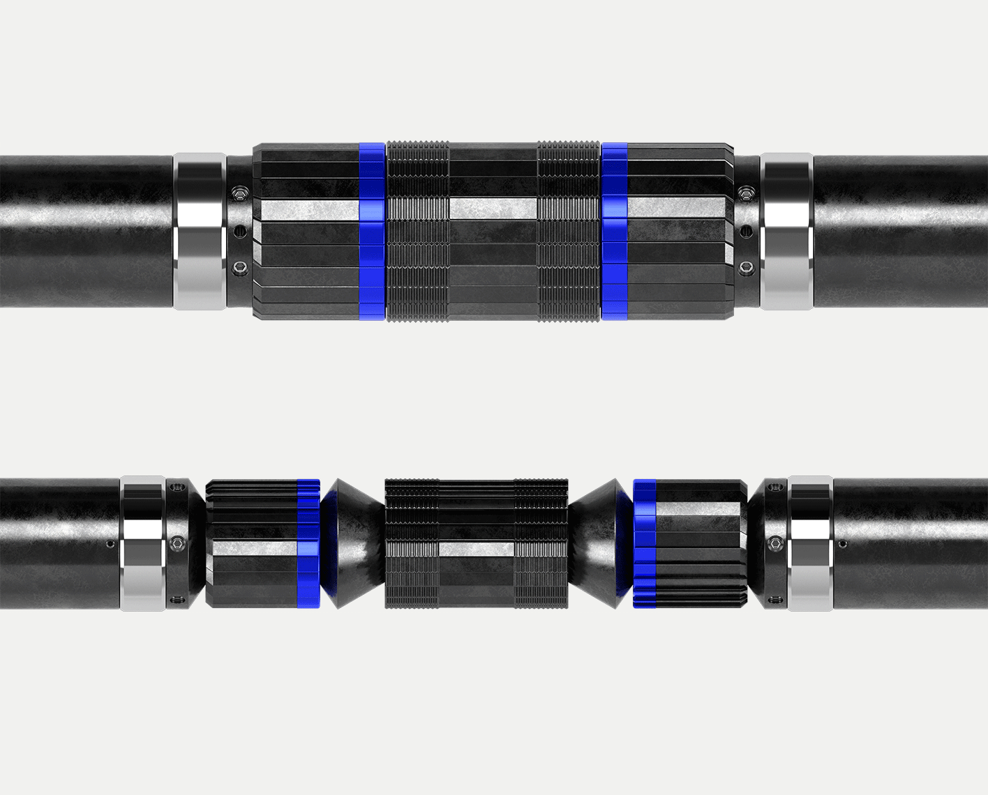 Comparison of SIMextra retrievable bridge plug in unset mode and set mode.